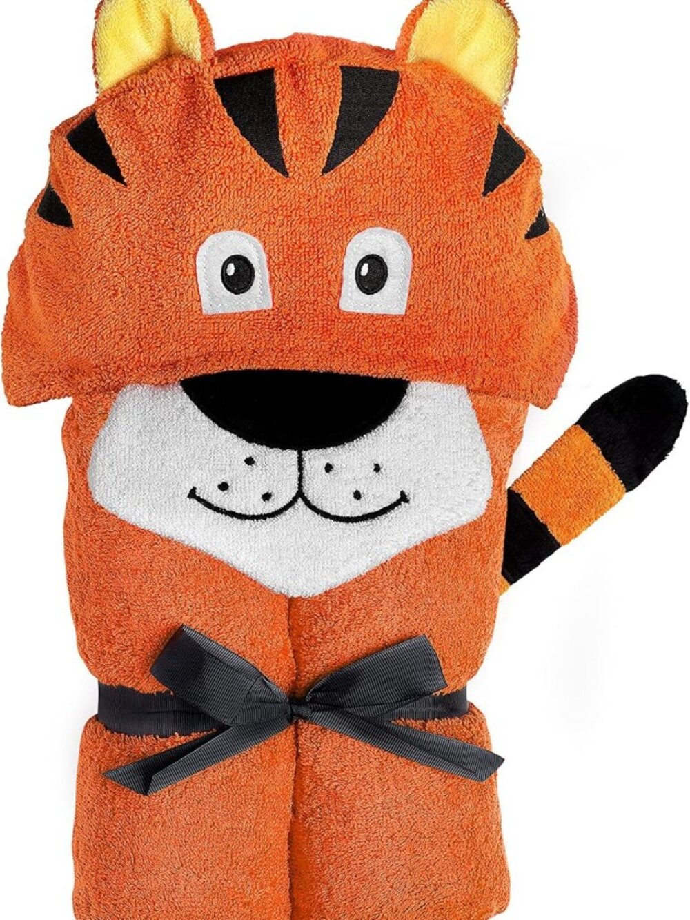 Cozy Hooded Baby Towel for Kids 2-8 | Soft Cotton Tiger Bath Towel in Orange